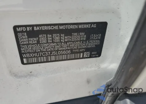 2018 BMW X1 Sdrive28I from USA, damaged, VIN WBXHU7C37J5L05606